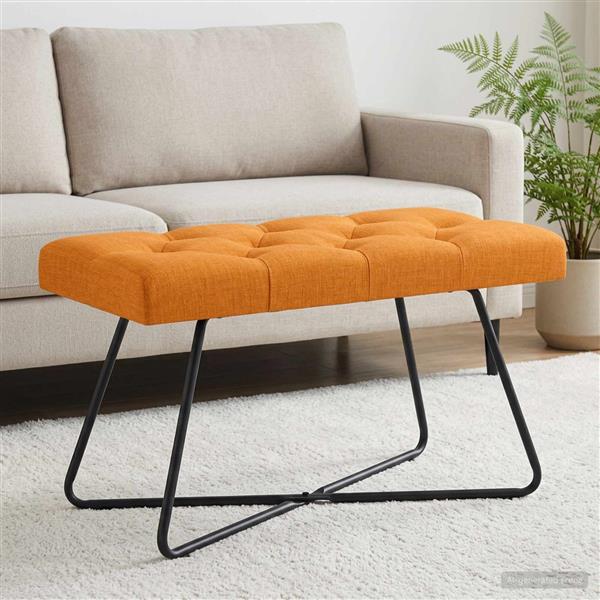 Grote foto vidaxl bank met knoopverstelling donkergeel 80 x 40 x 46 cm stof huis en inrichting overige huis en inrichting