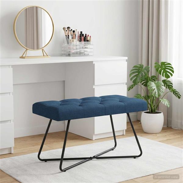 Grote foto vidaxl bank met knoopverstelling blauw 80 x 40 x 46 cm stof huis en inrichting overige huis en inrichting
