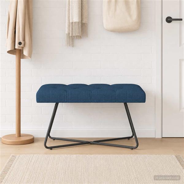 Grote foto vidaxl bank met knoopverstelling blauw 80 x 40 x 46 cm stof huis en inrichting overige huis en inrichting