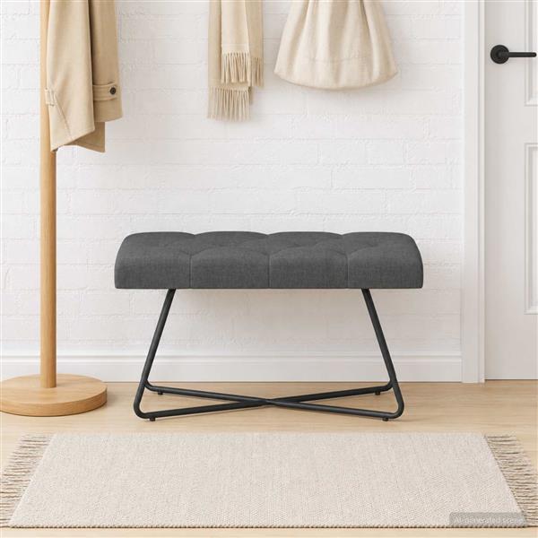 Grote foto vidaxl bank met knoopverstelling donkergrijs 80 x 40 x 46 cm stof huis en inrichting overige huis en inrichting