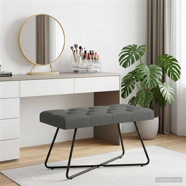 Grote foto vidaxl bank met knoopverstelling donkergrijs 80 x 40 x 46 cm stof huis en inrichting overige huis en inrichting