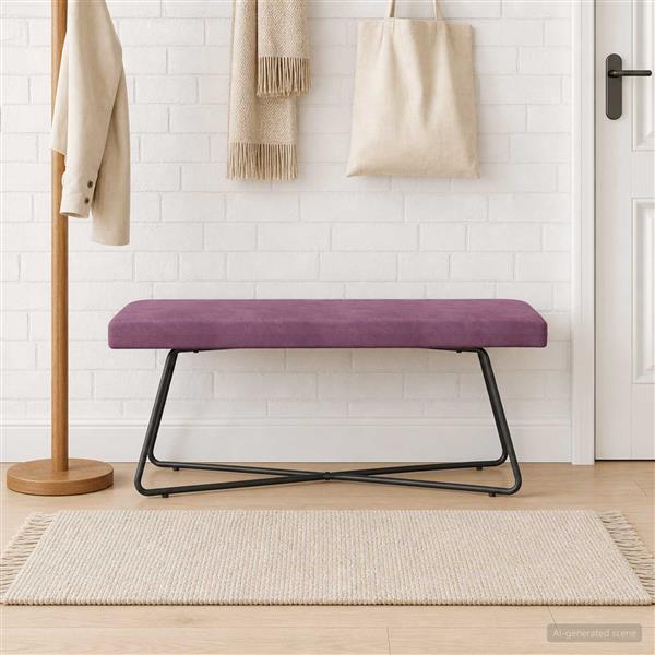 Grote foto vidaxl bank paars 110 x 40 x 45 cm fluweel huis en inrichting overige huis en inrichting