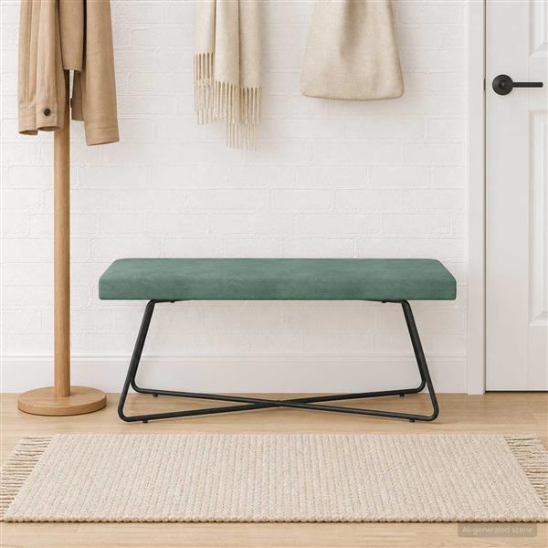 Grote foto vidaxl bank zeegroen 110 x 40 x 45 cm fluweel huis en inrichting overige huis en inrichting