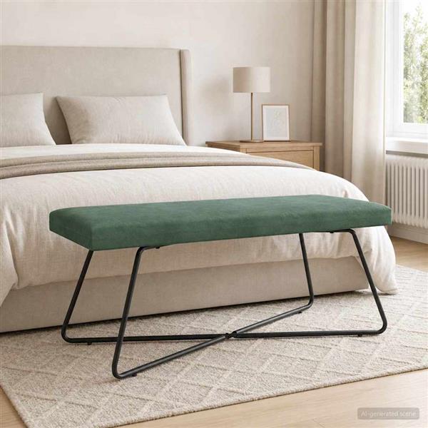 Grote foto vidaxl bank zeegroen 110 x 40 x 45 cm fluweel huis en inrichting overige huis en inrichting