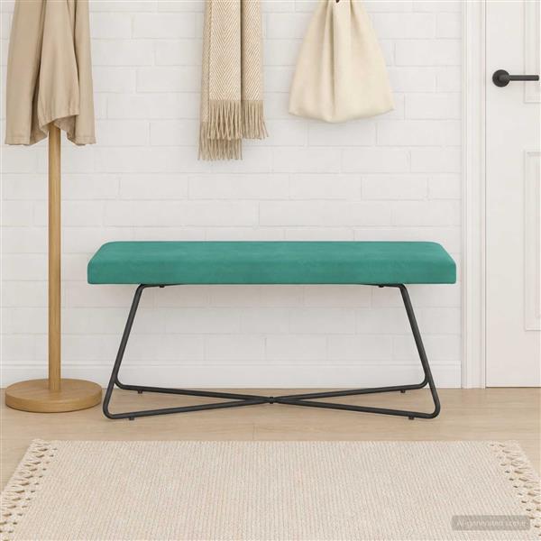 Grote foto vidaxl bank turquoise 110 x 40 x 45 cm fluweel huis en inrichting overige huis en inrichting