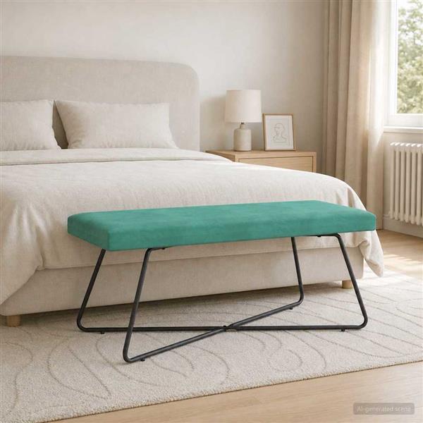 Grote foto vidaxl bank turquoise 110 x 40 x 45 cm fluweel huis en inrichting overige huis en inrichting