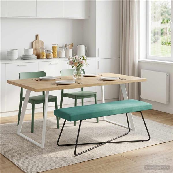 Grote foto vidaxl bank turquoise 110 x 40 x 45 cm fluweel huis en inrichting overige huis en inrichting