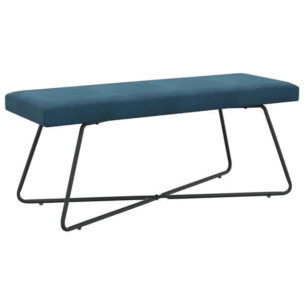 Grote foto vidaxl bank blauw 110 x 40 x 45 cm fluweel huis en inrichting overige huis en inrichting