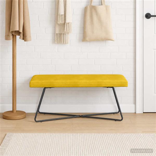 Grote foto vidaxl bank geel 110 x 40 x 45 cm fluweel huis en inrichting overige huis en inrichting