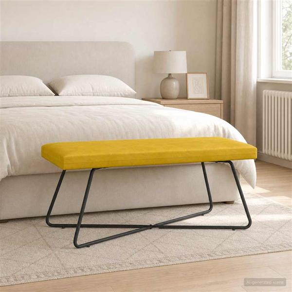 Grote foto vidaxl bank geel 110 x 40 x 45 cm fluweel huis en inrichting overige huis en inrichting