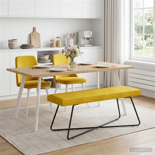 Grote foto vidaxl bank geel 110 x 40 x 45 cm fluweel huis en inrichting overige huis en inrichting