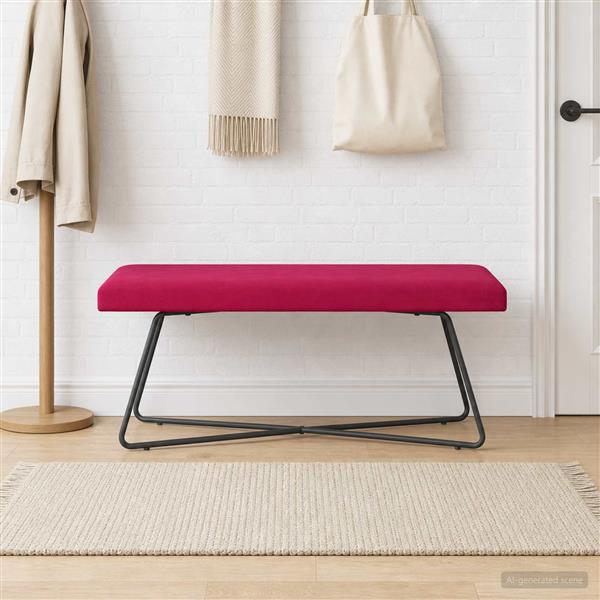Grote foto vidaxl bank wijnrood 110 x 40 x 45 cm fluweel huis en inrichting overige huis en inrichting
