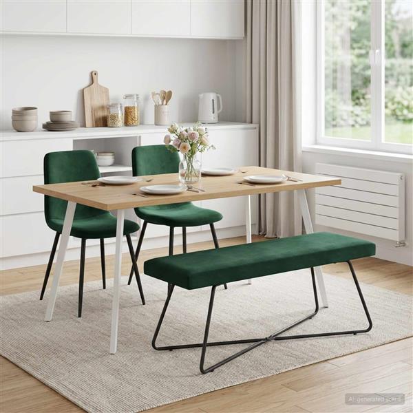 Grote foto vidaxl bank donkergroen 110 x 40 x 45 cm fluweel huis en inrichting overige huis en inrichting