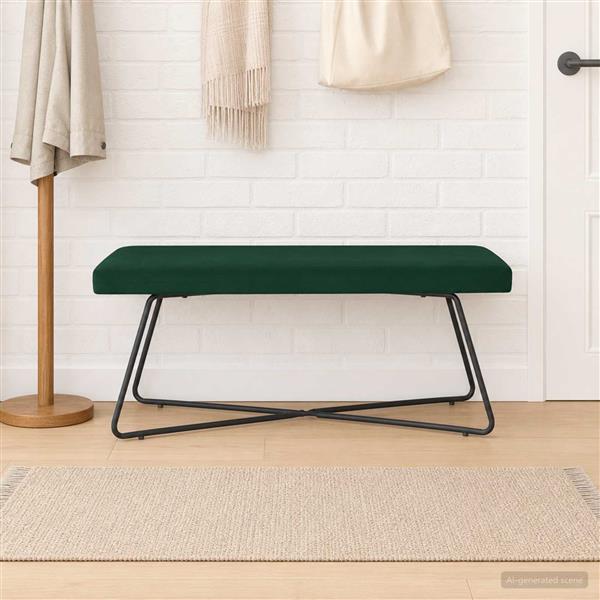 Grote foto vidaxl bank donkergroen 110 x 40 x 45 cm fluweel huis en inrichting overige huis en inrichting
