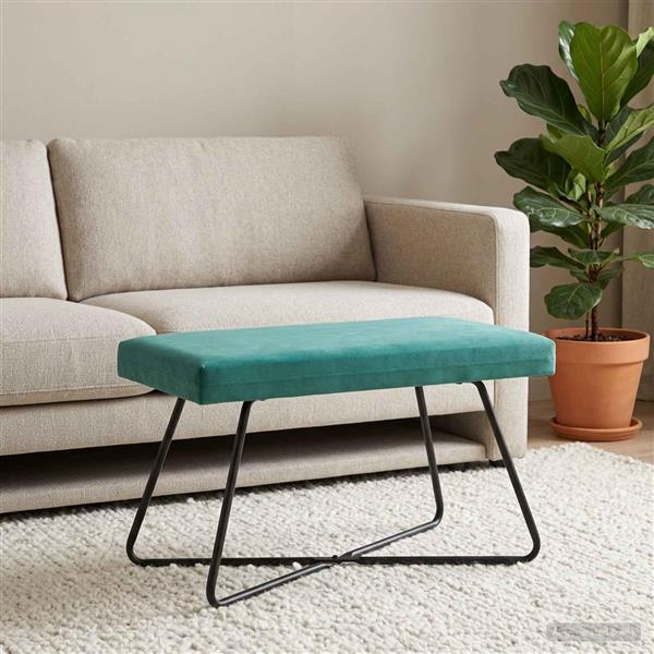 Grote foto vidaxl bank turquoise 80 x 40 x 45 cm fluweel huis en inrichting overige huis en inrichting