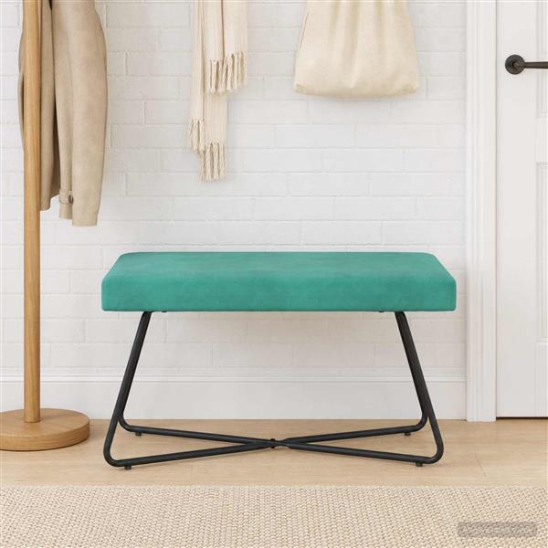Grote foto vidaxl bank turquoise 80 x 40 x 45 cm fluweel huis en inrichting overige huis en inrichting