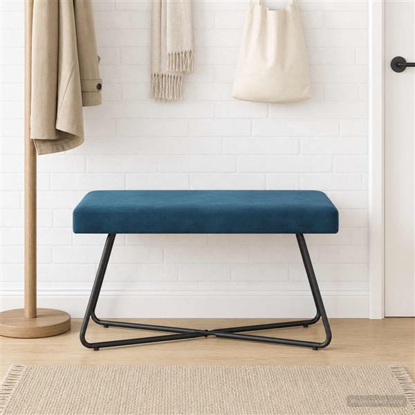 Grote foto vidaxl bank blauw 80 x 40 x 45 cm fluweel huis en inrichting overige huis en inrichting