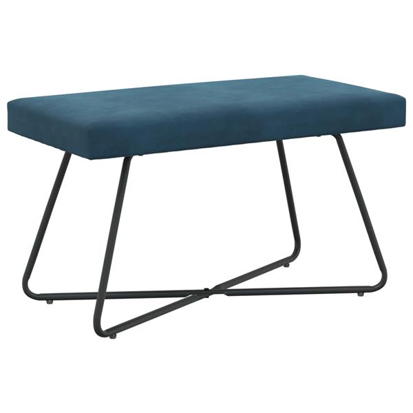 Grote foto vidaxl bank blauw 80 x 40 x 45 cm fluweel huis en inrichting overige huis en inrichting