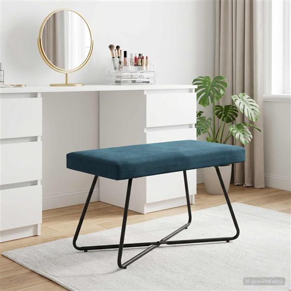 Grote foto vidaxl bank blauw 80 x 40 x 45 cm fluweel huis en inrichting overige huis en inrichting