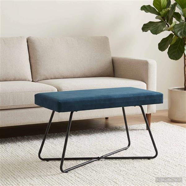 Grote foto vidaxl bank blauw 80 x 40 x 45 cm fluweel huis en inrichting overige huis en inrichting