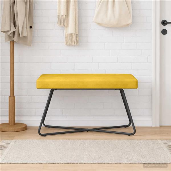 Grote foto vidaxl bank geel 80 x 40 x 45 cm fluweel huis en inrichting overige huis en inrichting