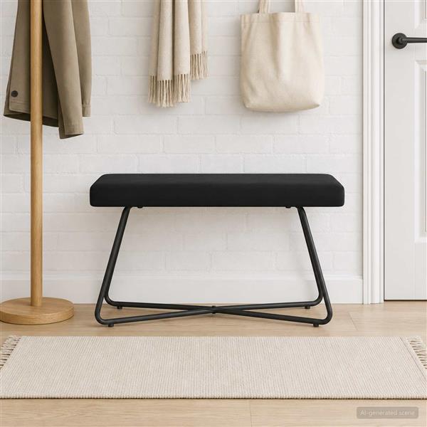 Grote foto vidaxl bank zwart 80 x 40 x 45 cm fluweel huis en inrichting overige huis en inrichting