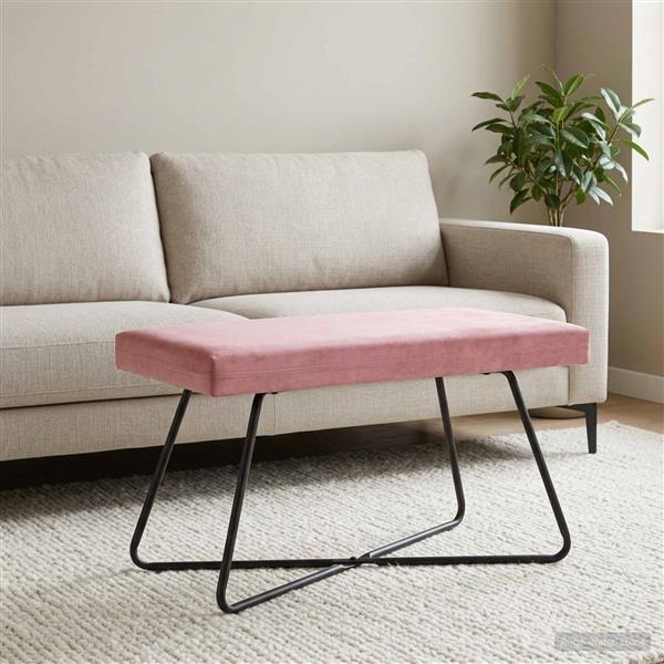 Grote foto vidaxl bank roze 80 x 40 x 45 cm fluweel huis en inrichting overige huis en inrichting