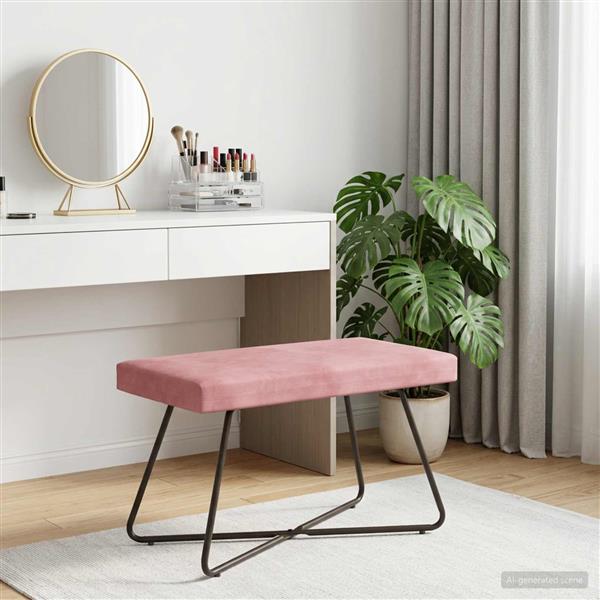 Grote foto vidaxl bank roze 80 x 40 x 45 cm fluweel huis en inrichting overige huis en inrichting