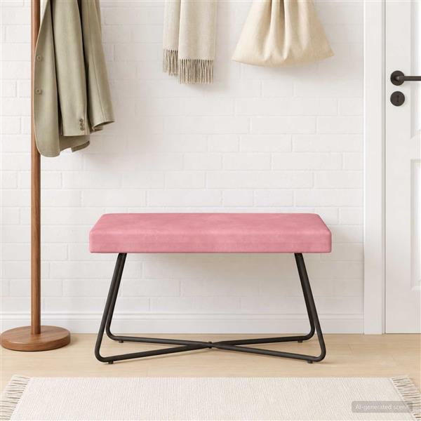 Grote foto vidaxl bank roze 80 x 40 x 45 cm fluweel huis en inrichting overige huis en inrichting