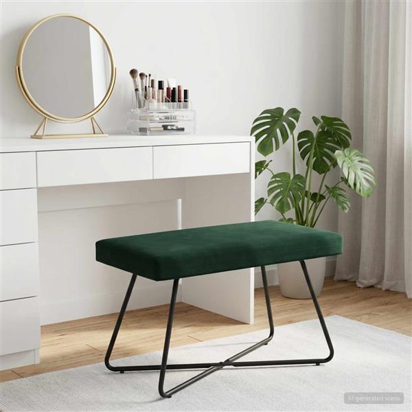Grote foto vidaxl bank donkergroen 80 x 40 x 45 cm fluweel huis en inrichting overige huis en inrichting