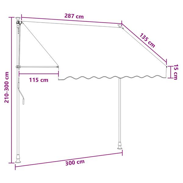 Grote foto vidaxl handmatig uitschuifbare luifel multikleur 300 x 115 x 300 cm tuin en terras overige tuin en terras