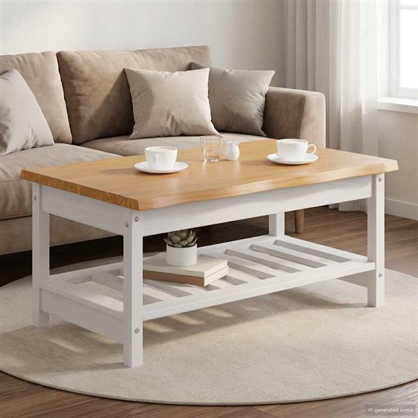 Grote foto vidaxl salontafel ekai wit 100 x 60 x 45 5 cm massief grenenhout huis en inrichting eettafels