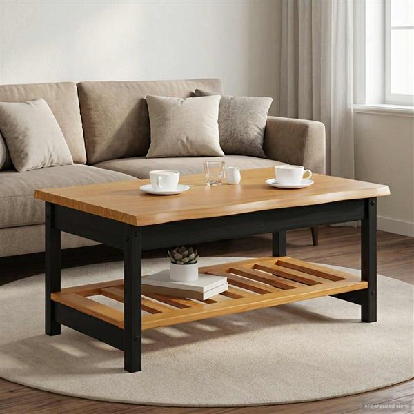 Grote foto vidaxl salontafel ekai zwart 100 x 60 x 45 5 cm massief grenenhout huis en inrichting eettafels