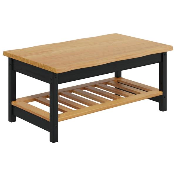 Grote foto vidaxl salontafel ekai zwart 100 x 60 x 45 5 cm massief grenenhout huis en inrichting eettafels