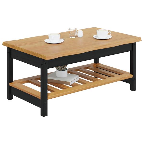 Grote foto vidaxl salontafel ekai zwart 100 x 60 x 45 5 cm massief grenenhout huis en inrichting eettafels