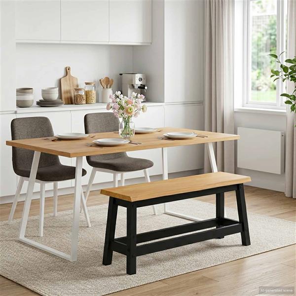 Grote foto vidaxl eetbank ekai zwart 91 5 x 29 x 45 5 cm massief grenenhout huis en inrichting stoelen
