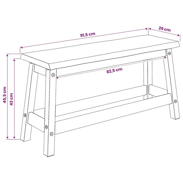 Grote foto vidaxl eetbank ekai zwart 91 5 x 29 x 45 5 cm massief grenenhout huis en inrichting stoelen