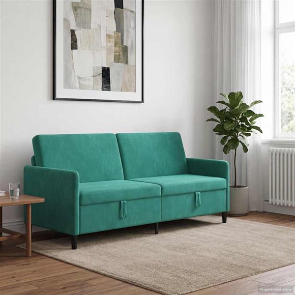 Grote foto vidaxl bank met opslag turquoise 192 x 78 x 87 cm polyester huis en inrichting bankstellen