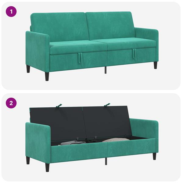 Grote foto vidaxl bank met opslag turquoise 192 x 78 x 87 cm polyester huis en inrichting bankstellen