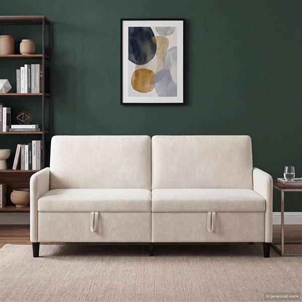 Grote foto vidaxl bank met opslag cr mekleurig 192 x 78 x 87 cm polyester huis en inrichting bankstellen