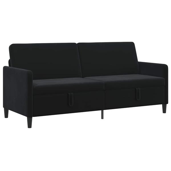 Grote foto vidaxl bank met opslag zwart 192 x 78 x 87 cm polyester huis en inrichting bankstellen