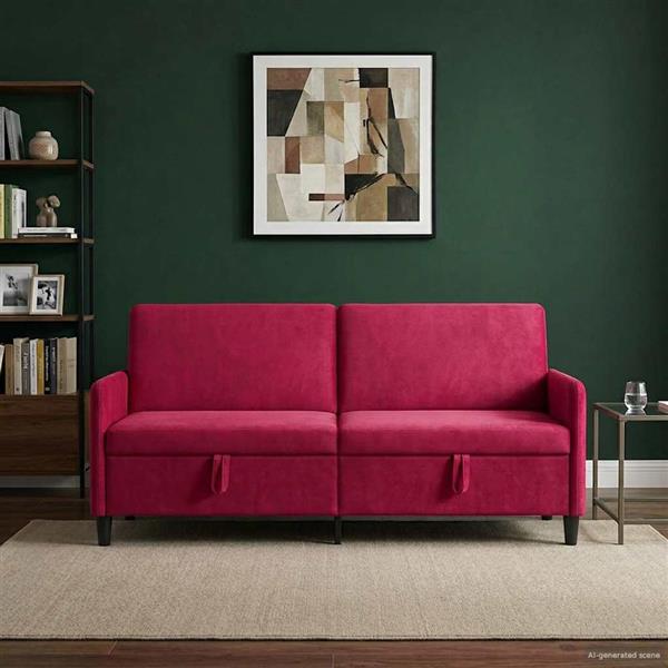 Grote foto vidaxl bank met opslag wijnrood 192 x 78 x 87 cm polyester huis en inrichting bankstellen