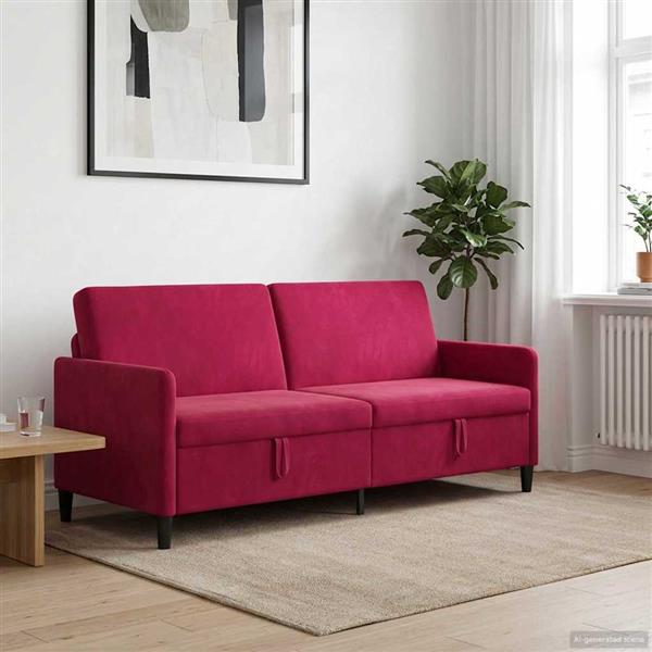 Grote foto vidaxl bank met opslag wijnrood 192 x 78 x 87 cm polyester huis en inrichting bankstellen