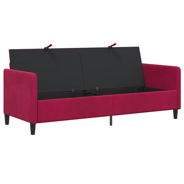 Grote foto vidaxl bank met opslag wijnrood 192 x 78 x 87 cm polyester huis en inrichting bankstellen