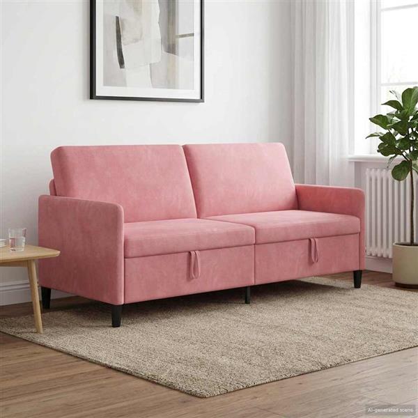 Grote foto vidaxl bank met opslag roze 192 x 78 x 87 cm polyester huis en inrichting bankstellen