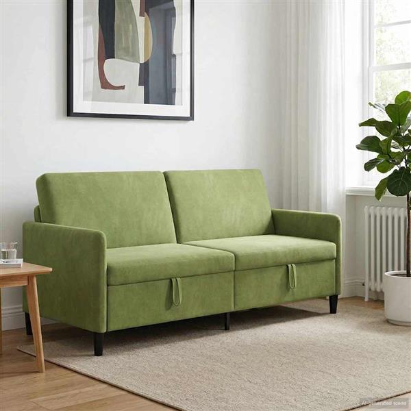 Grote foto vidaxl bank met opslag lichtgroen 192 x 78 x 87 cm polyester huis en inrichting bankstellen