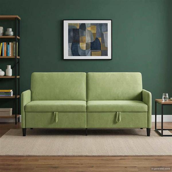 Grote foto vidaxl bank met opslag lichtgroen 192 x 78 x 87 cm polyester huis en inrichting bankstellen