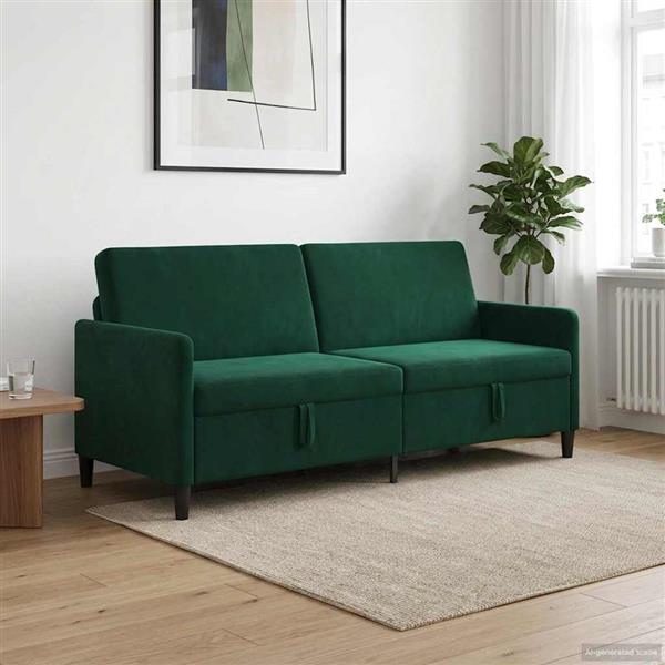 Grote foto vidaxl bank met opslag donkergroen 192 x 78 x 87 cm polyester huis en inrichting bankstellen