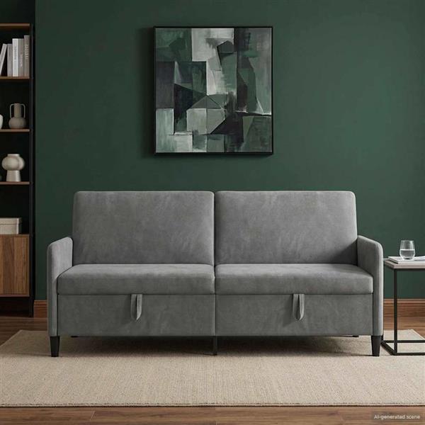 Grote foto vidaxl bank met opslag donkergrijs 192 x 78 x 87 cm polyester huis en inrichting bankstellen
