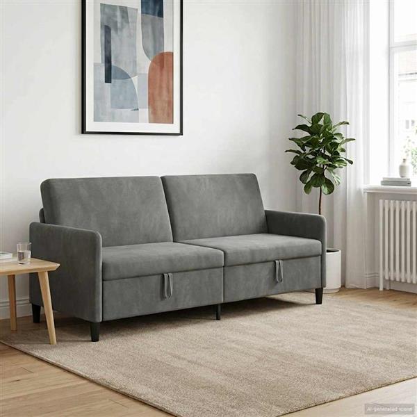 Grote foto vidaxl bank met opslag donkergrijs 192 x 78 x 87 cm polyester huis en inrichting bankstellen